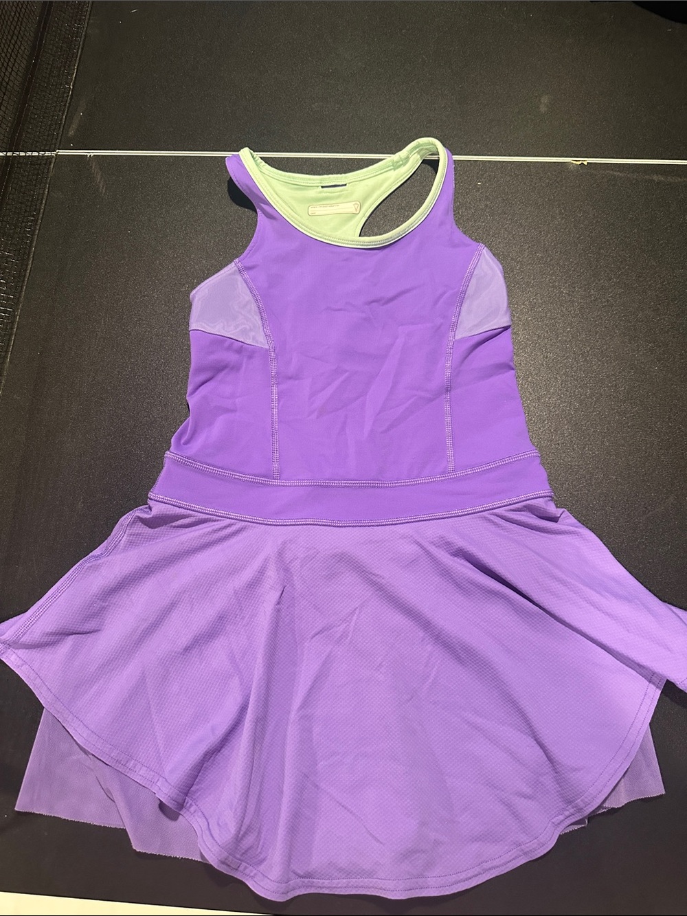 Purple Racerback Tennis Dress with Mint Trim
